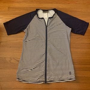 Tommy Bahama Navy Blue and White Rash Guard